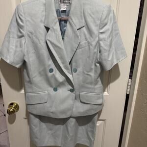 Vintage Atrium Collection 2-piece Skirt Shot Sleeve Jacket Suit Sz 14 Mint/Blue